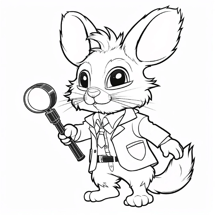 malvorlage-entdecker-hase-mit-lupe