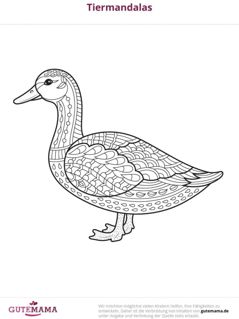 malvorlage-ente-mit-mandala-mustern