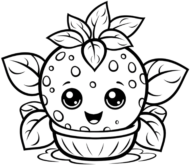 malvorlage-erdbeere-mit-grossen-augen-und-bleistift
