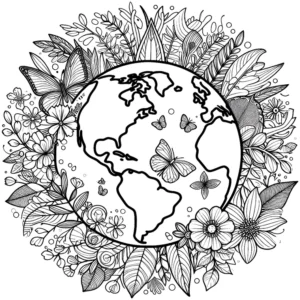 malvorlage-erde-blumen-schmetterlinge