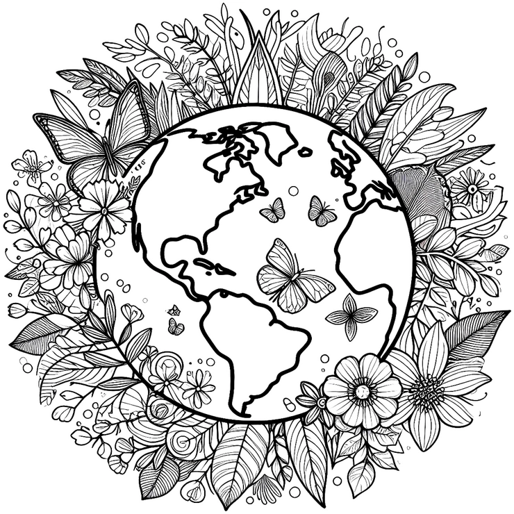 malvorlage-erde-blumen-schmetterlinge