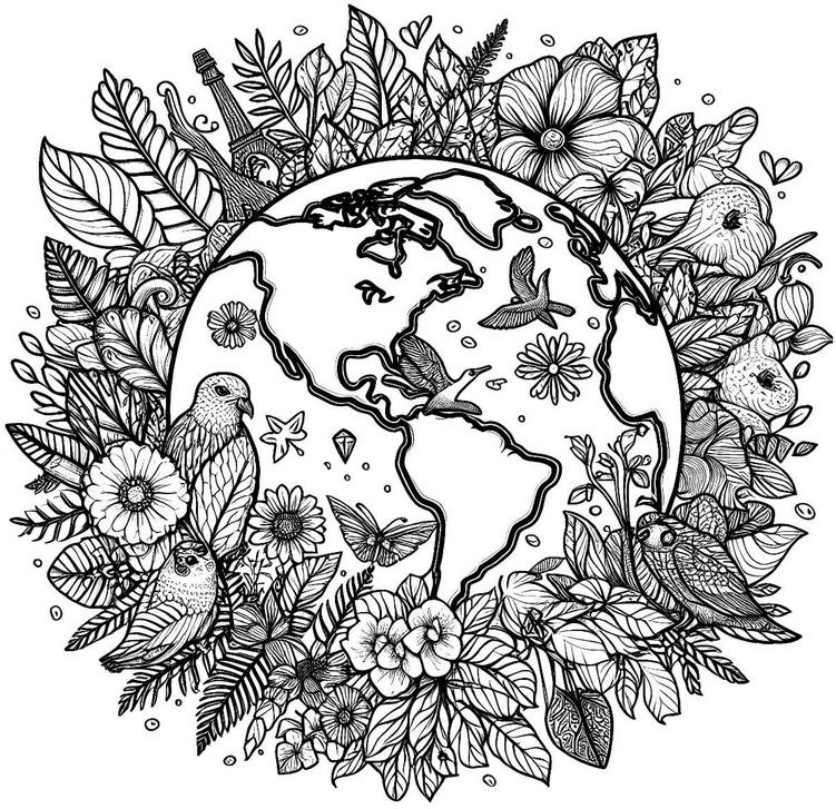 malvorlage-erde-pflanzen-tiere-ausmalbild