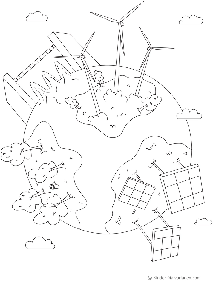 malvorlage-erde-windraeder-solarpanels