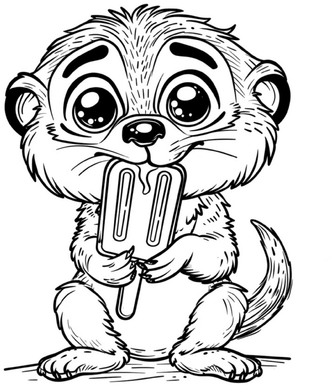 malvorlage-erdmaennchen-eis-geniessen