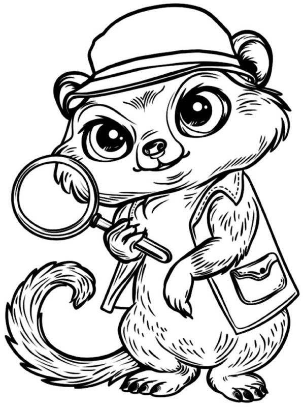 malvorlage-erdmaennchen-mit-lupe-zum-ausmalen