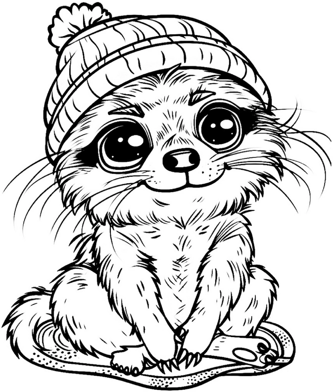 malvorlage-erdmaennchen-mit-muetze-auf-kissen