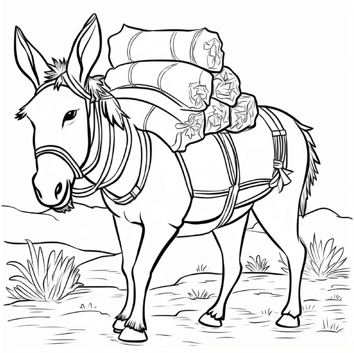 malvorlage-esel-mit-last