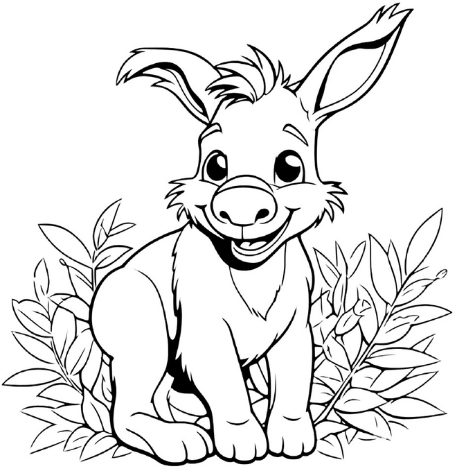 malvorlage-esel-umgeben-von-pflanzen