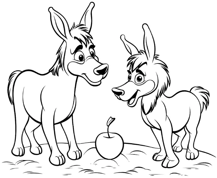 malvorlage-esel-und-apfel