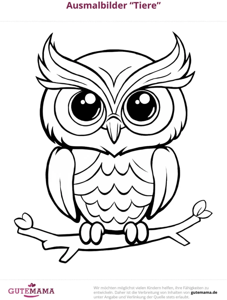 malvorlage-eule-auf-ast-kreativ-ausmalen