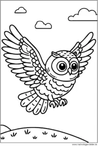 malvorlage-eule-fliegt-ausmalbild