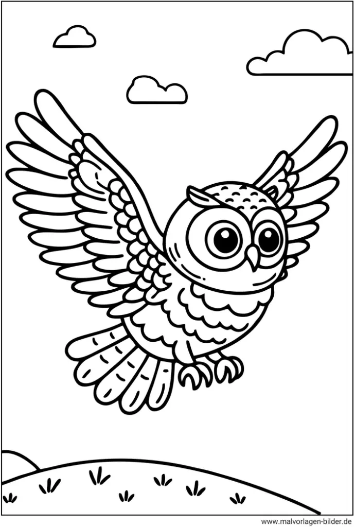 malvorlage-eule-fliegt-ausmalbild