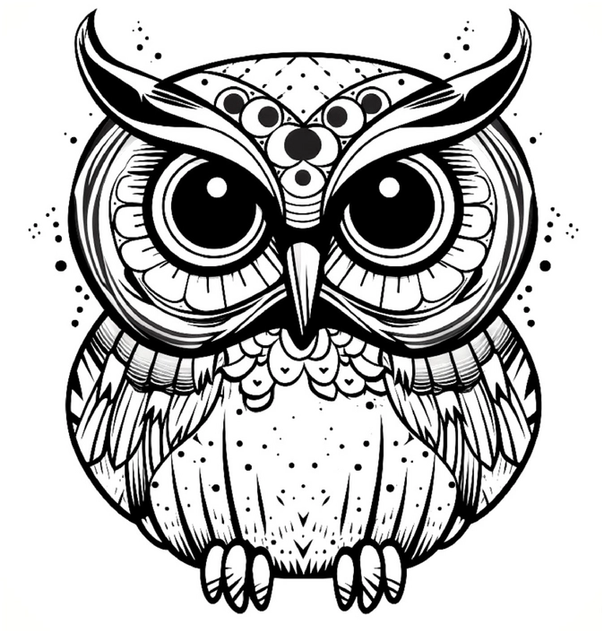 malvorlage-eule-grosses-augen-kunstvolles-gefeieder