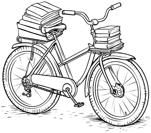 malvorlage-fahrrad-mit-buechern