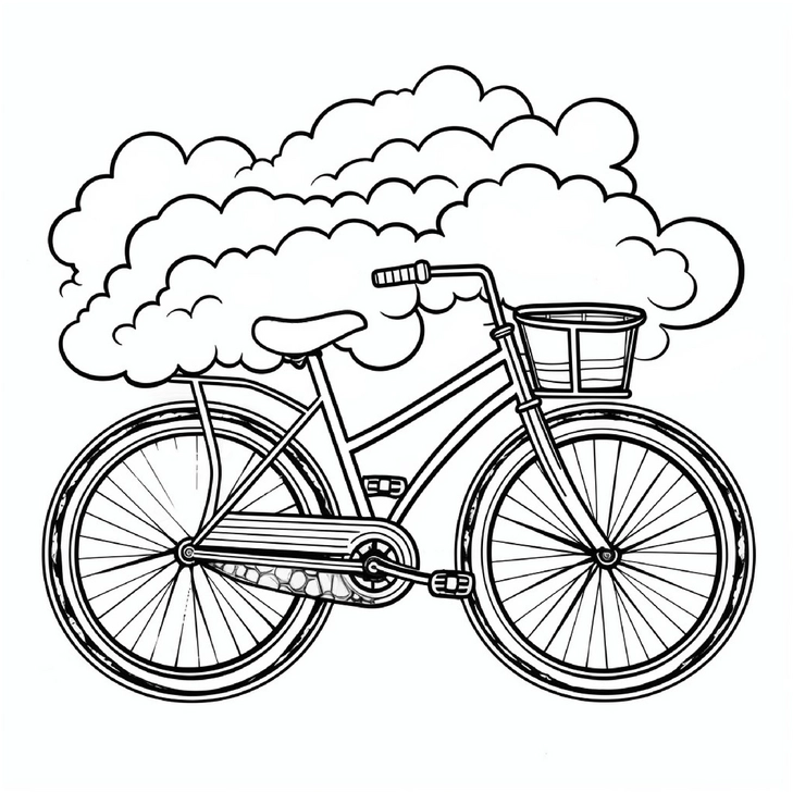 malvorlage-fahrrad-mit-wolke-zum-ausmalen