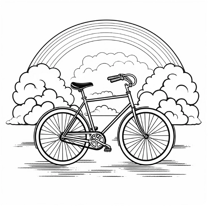 malvorlage-fahrrad-regenbogen-wolken