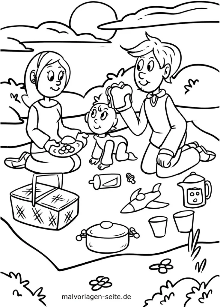 malvorlage-familie-picknick-erlebnis