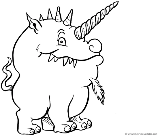 malvorlage-fantasievolles-monster-mit-horn