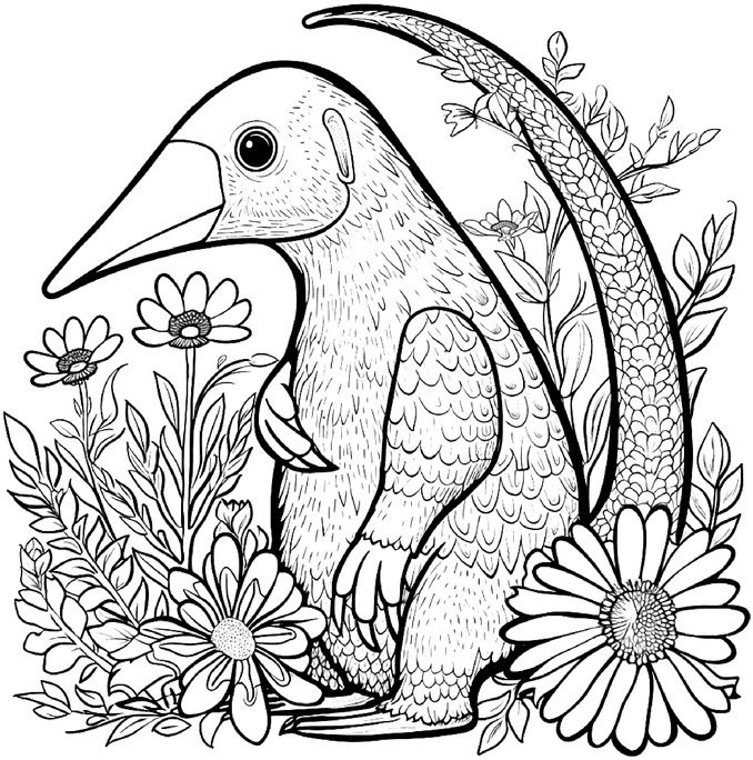 malvorlage-fantasievolles-tier-in-blumenwiese