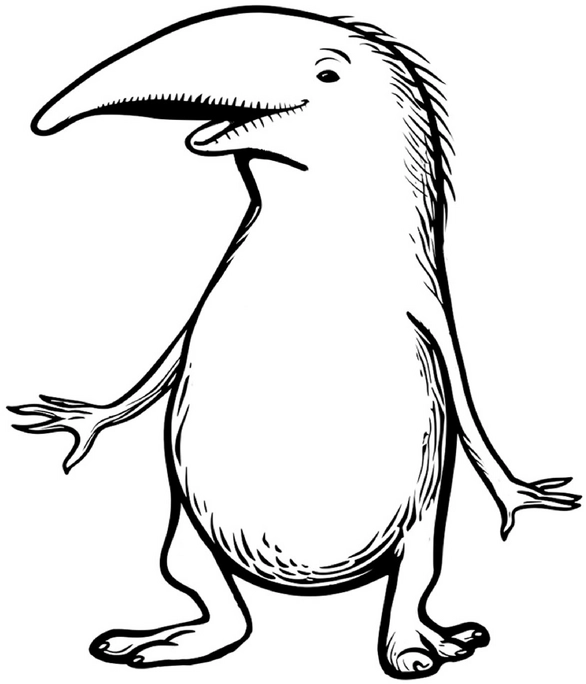 malvorlage-fantasievolles-wesen-mit-langem-schnabel