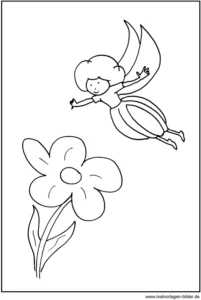 malvorlage-fee-mit-blume