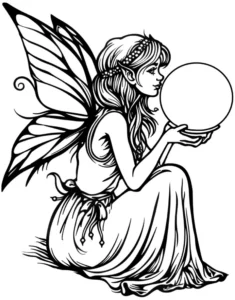 malvorlage-fee-mit-kristallkugel