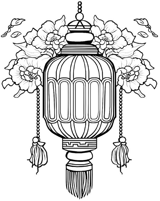 malvorlage-festliche-laterne-mit-blumenmotiv