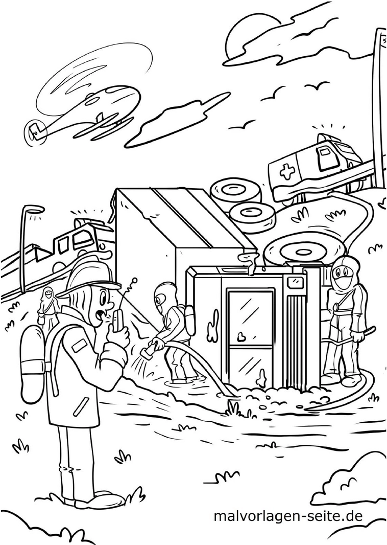 malvorlage-feuerwehr-einsatz-mit-fahrzeugen