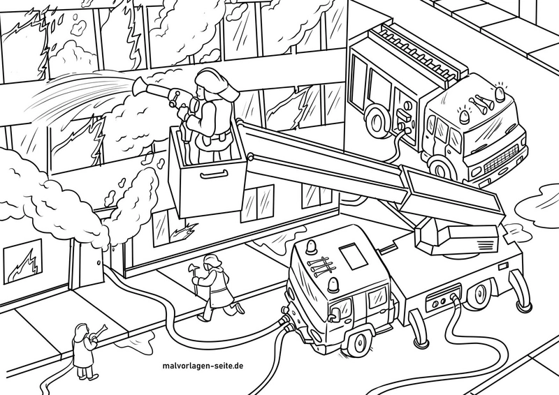 malvorlage-feuerwehr-einsatz-mit-loeschfahrzeug