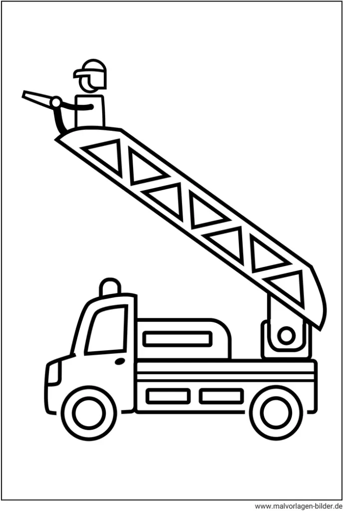 malvorlage-feuerwehrauto-mit-leiter