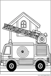 malvorlage-feuerwehrfahrzeug-mit-drehleiter