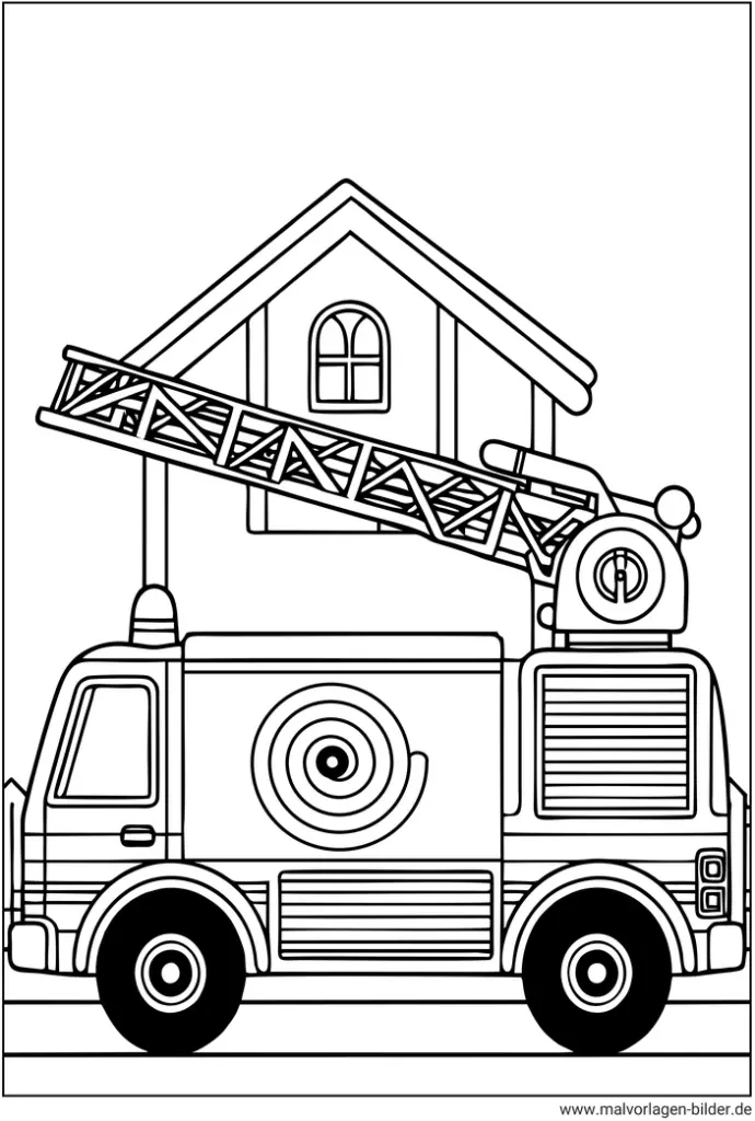 malvorlage-feuerwehrfahrzeug-mit-drehleiter