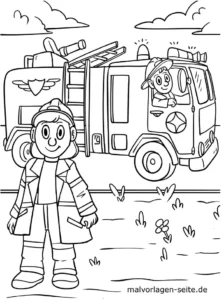 malvorlage-feuerwehrmann-feuerwehrauto-ausmalen
