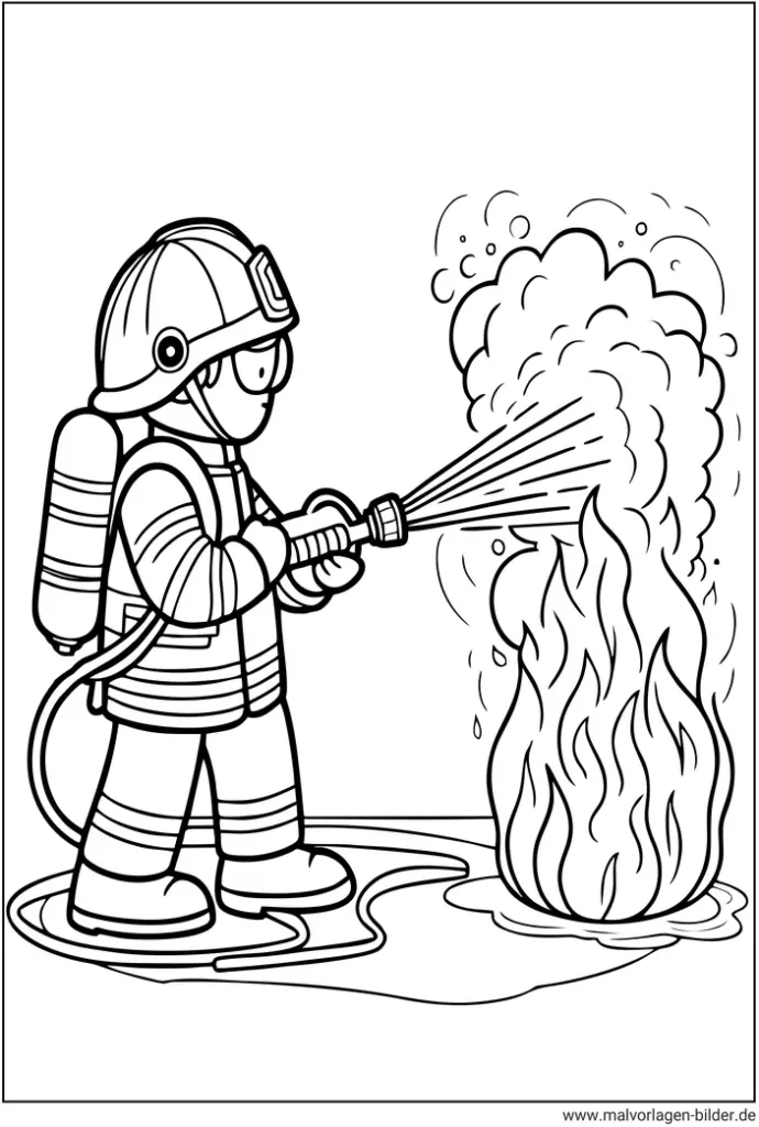 malvorlage-feuerwehrmann-im-einsatz