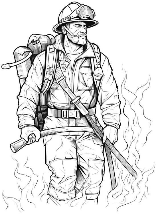 malvorlage-feuerwehrmann-mit-flammen