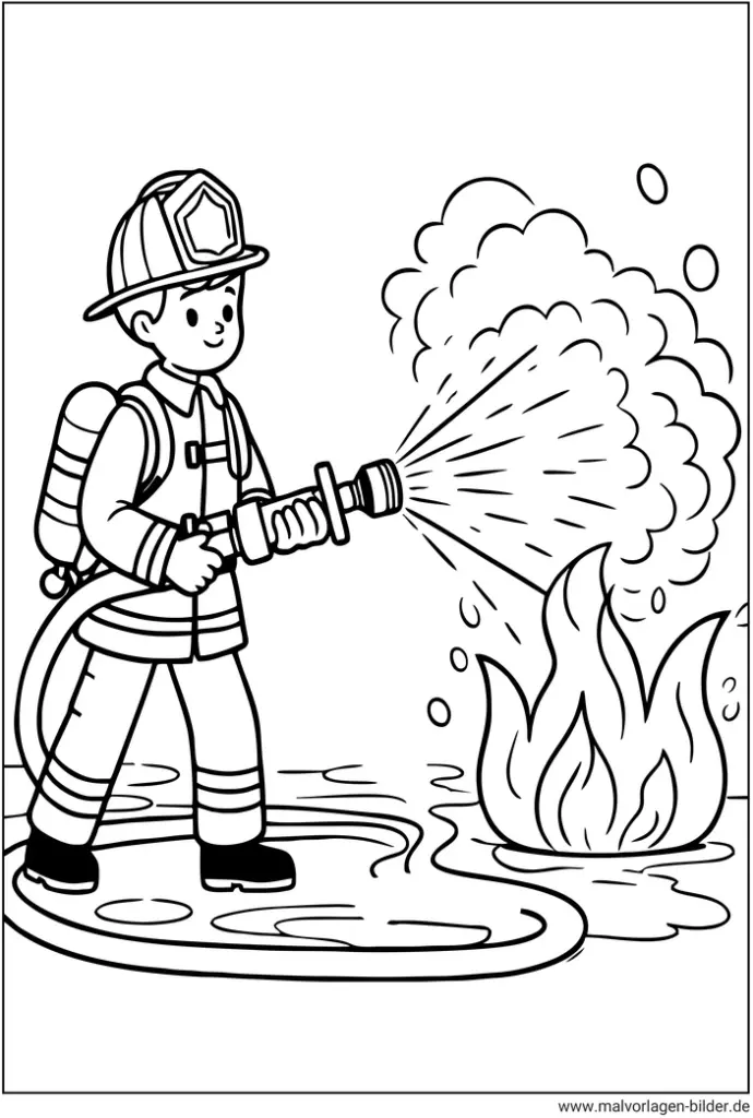 malvorlage-feuerwehrmann-mit-schlauch
