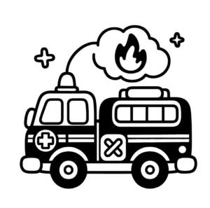 malvorlage-feuerwehrwagen-flamme-ausmalbild