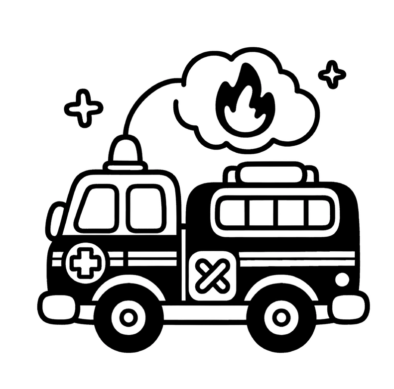 malvorlage-feuerwehrwagen-flamme-ausmalbild
