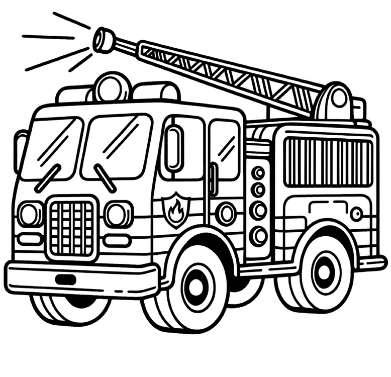 malvorlage-feuerwehrwagen-mit-leiter-und-blaulicht