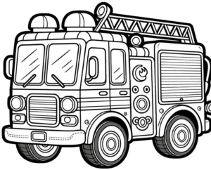 malvorlage-feuerwehrwagen-mit-leiter-und-grossen-raedern