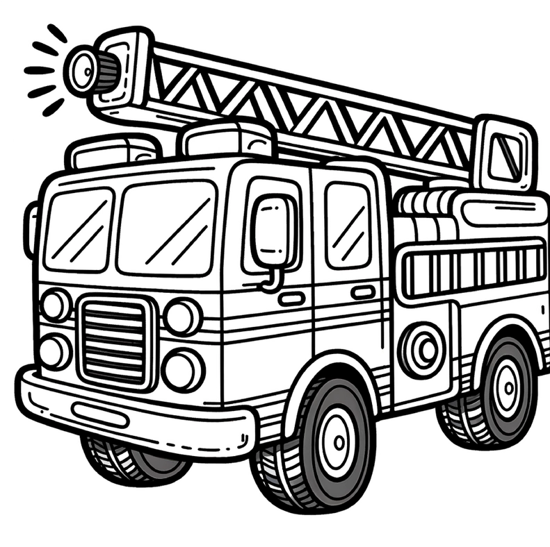 malvorlage-feuerwehrwagen-mit-leiter-und-lichtern