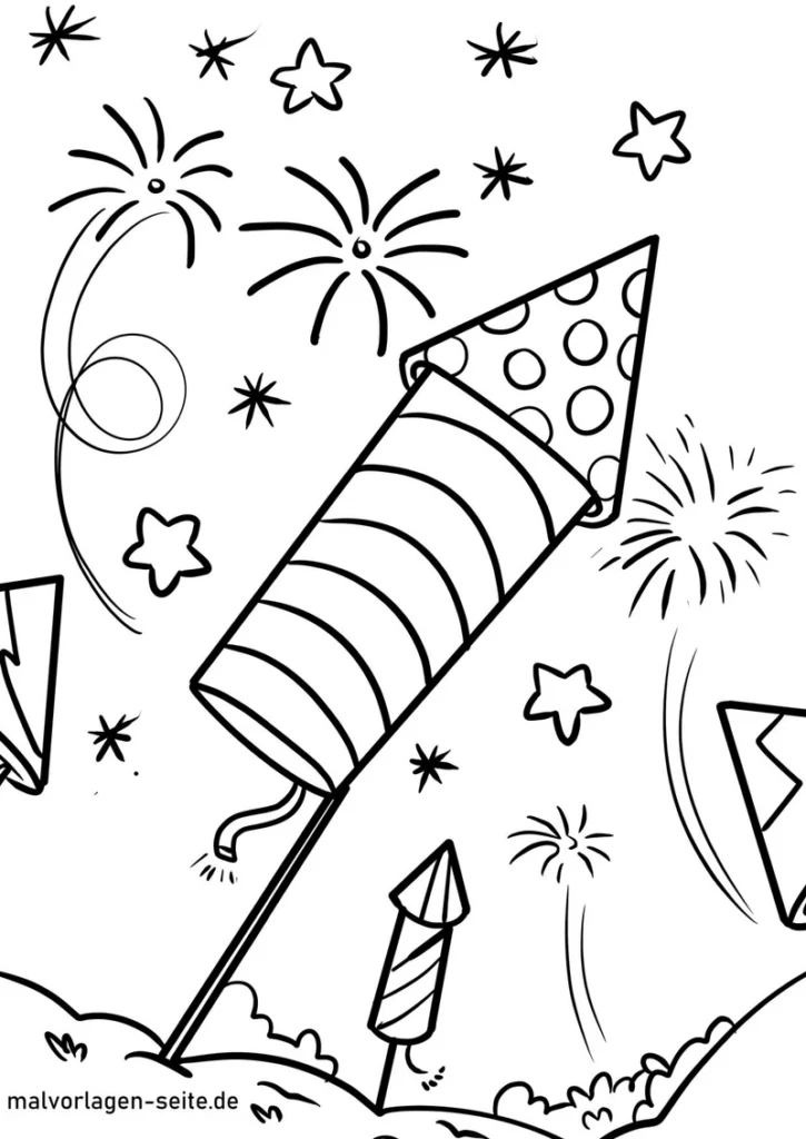 malvorlage-feuerwerkskoerper-zu-silvester
