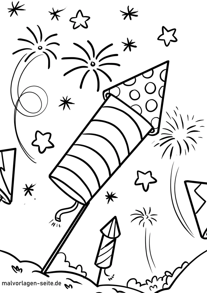 malvorlage-feuerwerkskoerper-zu-silvester