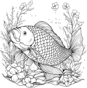 malvorlage-fisch-blumen-pflanzen