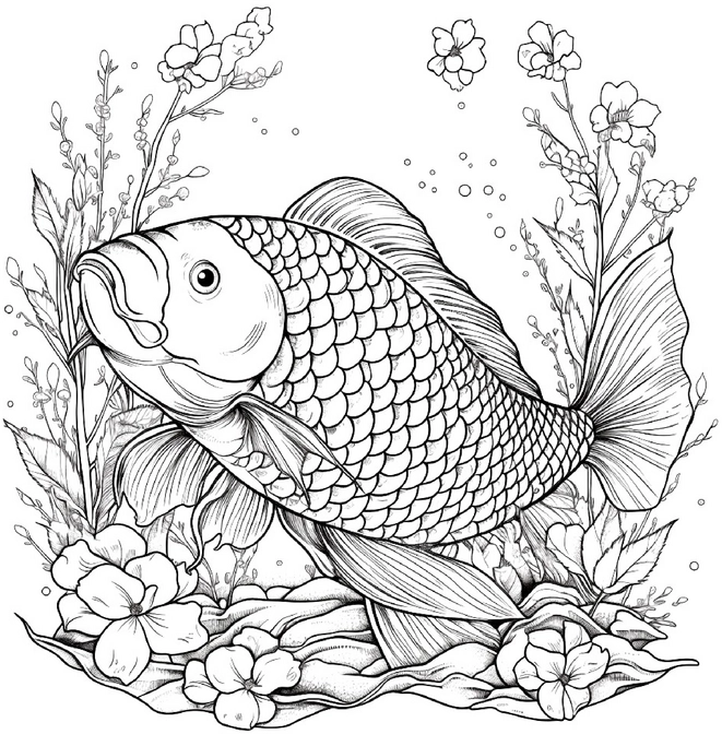 malvorlage-fisch-blumen-pflanzen