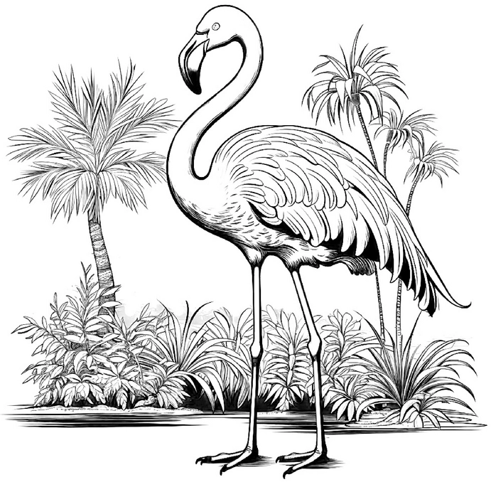 malvorlage-flamingo-in-der-natur