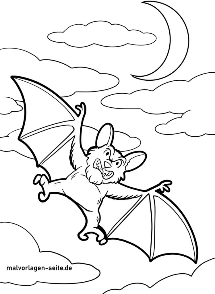malvorlage-fledermaus-im-naechtlichen-himmel-mit-wolken