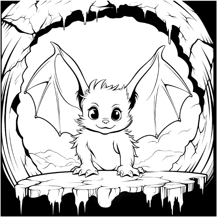 malvorlage-fledermaus-in-der-hoehle-ausmalbild