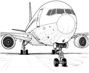 malvorlage-flugzeug-frontansicht-kreativ-ausmalen