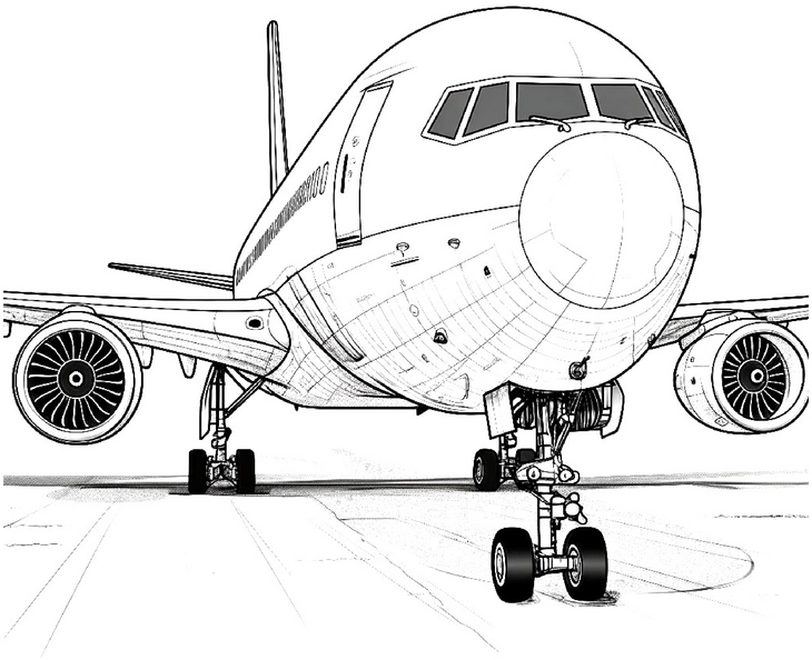 malvorlage-flugzeug-frontansicht-kreativ-ausmalen